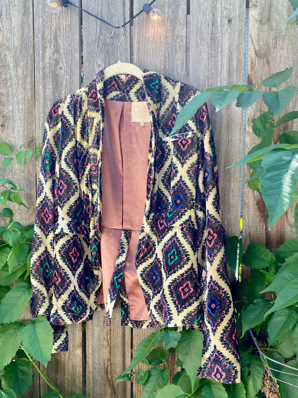 Velvet Boho Diamond Print Jacket